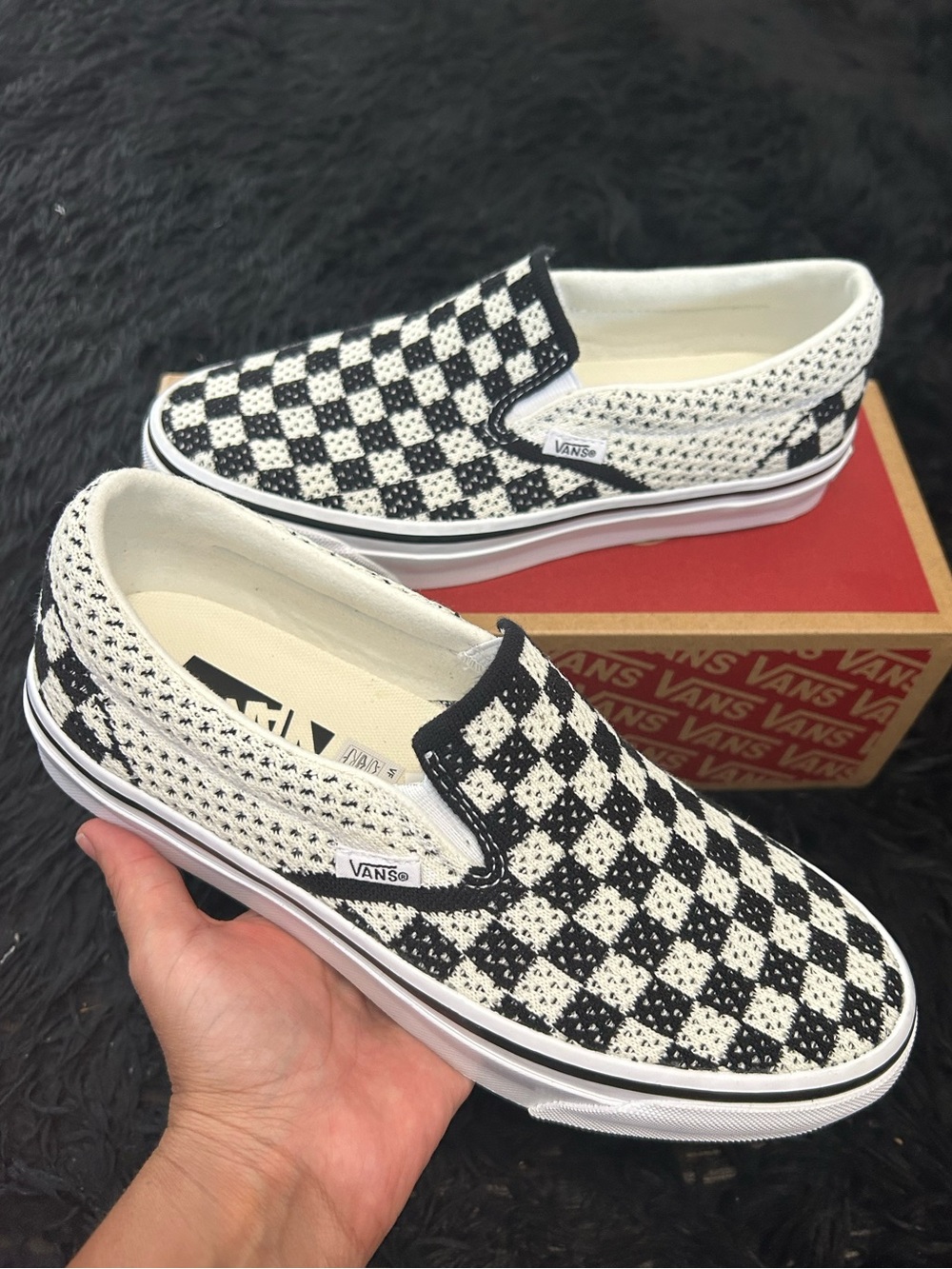 VANS U LX Classic Slip-On 98 EK 'Checkerboard Black Marshmallow' shoes sz 8 new